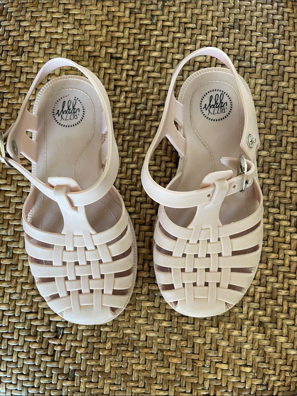 Girls' Woven Strap Sandals in Pale Pink approximately size 10